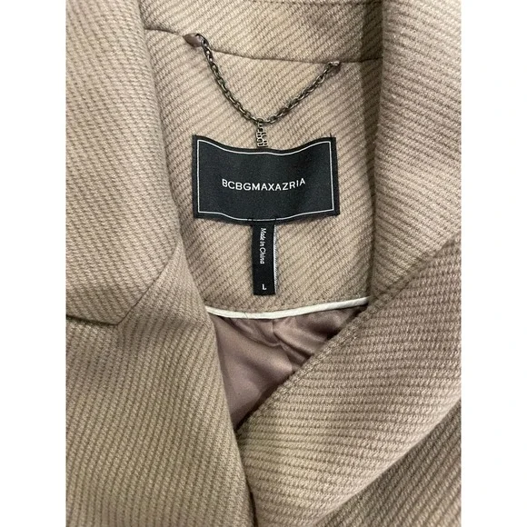 BCBGMAXAZRIA Women's Double Breasted Beige Taupe Grey Jacket Size Large Classic - Picture 3 of 7